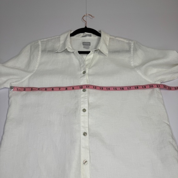 Chico’s No-Iron White Linen Button Down Shirt | Size 2 (US 12/14) - Picture 7 of 11